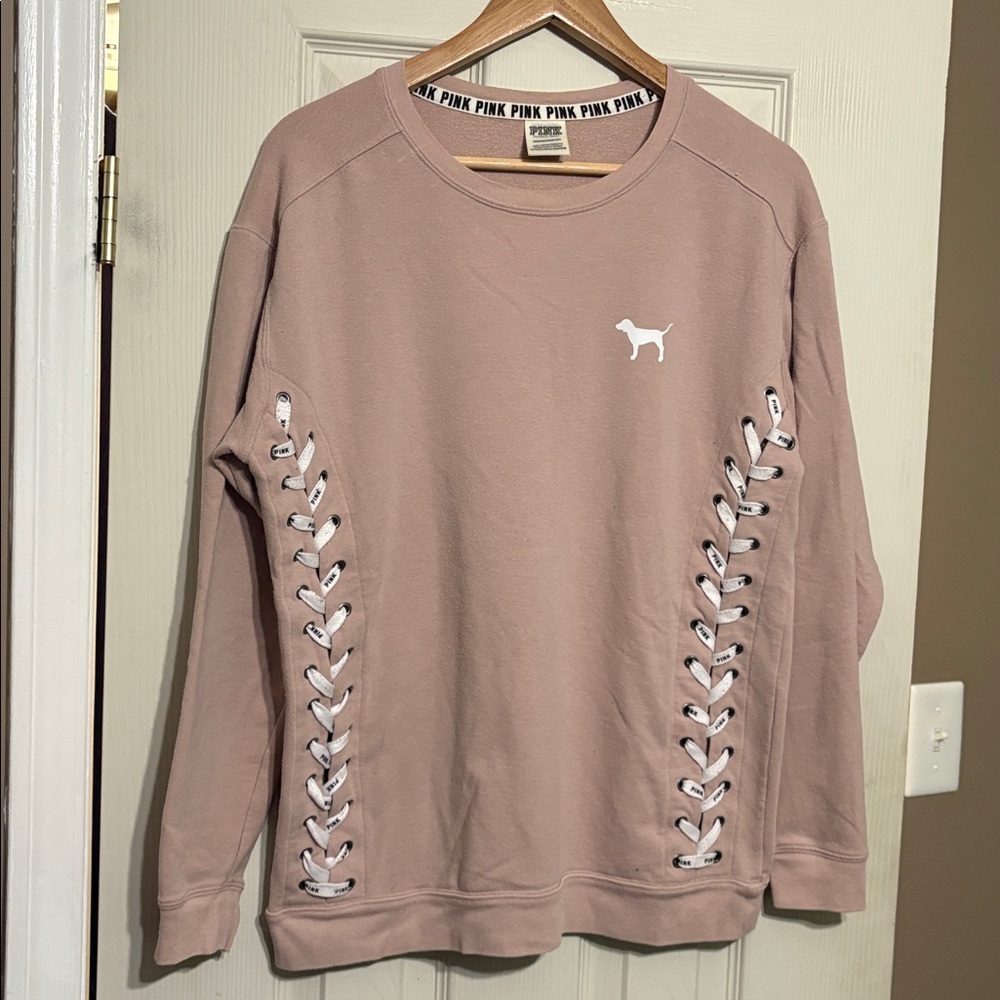 Victoria's Secret Dusty Pink Sweater with Lace-Up Sides